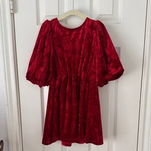 H&M Vibrant Red Velvet Dress